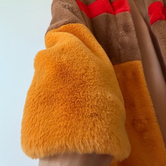 Hutch Long Faux Fur Coat 70s Retro Style Maximalist Colorblock Statement Coat - Picture 6 of 9